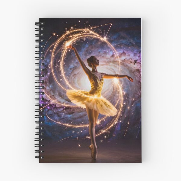 Item preview, Cosmic Ballerina Dancing Through the Galaxy – Golden Celestial Ballet Fantasy Art designed and sold by DreamyWallVibes.