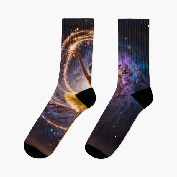 Item preview, Bailarina Cósmica Danzando a Través de la Galaxia – Arte Fantástico del Ballet Celestial Dorado designed and sold by DreamyWallVibes.
