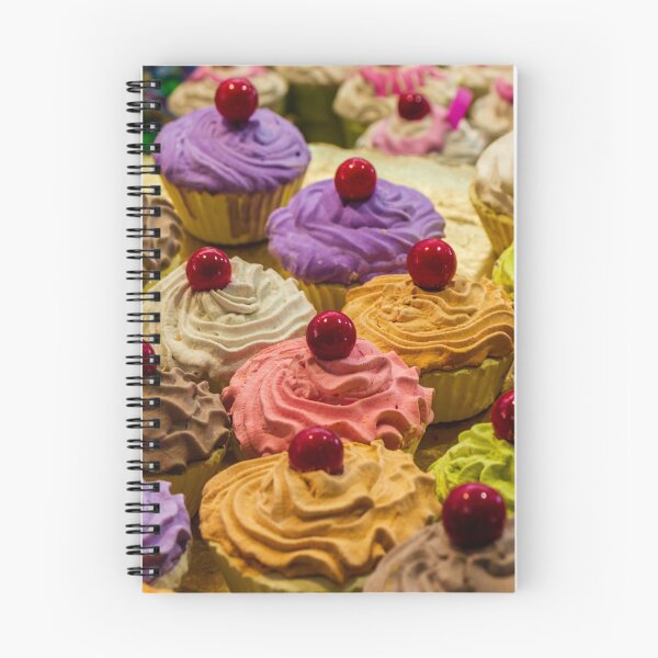Item preview, Colorful Assorted Frosted Cupcakes With Cherry Toppings Displayed on Bakery Tray designed and sold by Nmallia.