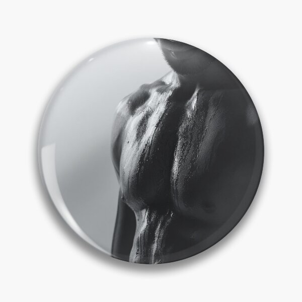 Item preview, Wet Muscular Male Black and White Portrait | Artistic Pin-Up for She Shed designed and sold by Synth Seduction.