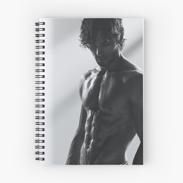 Item preview, Wet Muscular Male Black and White Portrait | Artistic Pin-Up for She Shed designed and sold by Synth Seduction.