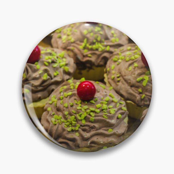 Item preview, Colorful Assorted Frosted Cupcakes With Cherry Toppings Displayed on Bakery Tray designed and sold by Nmallia.