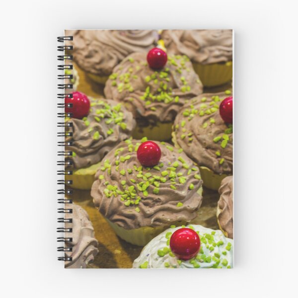 Item preview, Colorful Assorted Frosted Cupcakes With Cherry Toppings Displayed on Bakery Tray designed and sold by Nmallia.