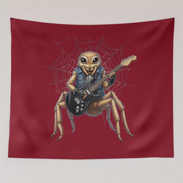 Item preview, Rocker Spider with Electric Guitar - Cute Heavy Metal Insect Illustration designed and sold by Evelashop.