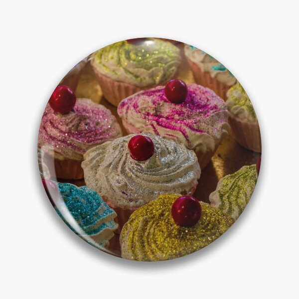 Item preview, Colorful Assorted Frosted Cupcakes With Cherry Toppings Displayed on Bakery Tray designed and sold by Nmallia.
