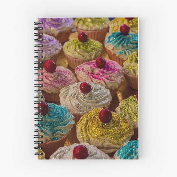 Item preview, Colorful Assorted Frosted Cupcakes With Cherry Toppings Displayed on Bakery Tray designed and sold by Nmallia.