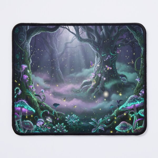 Item preview, Enchanted Glowing Forest with Magical Mushrooms, Fireflies & Mystical Trees designed and sold by DreamyWallVibes.