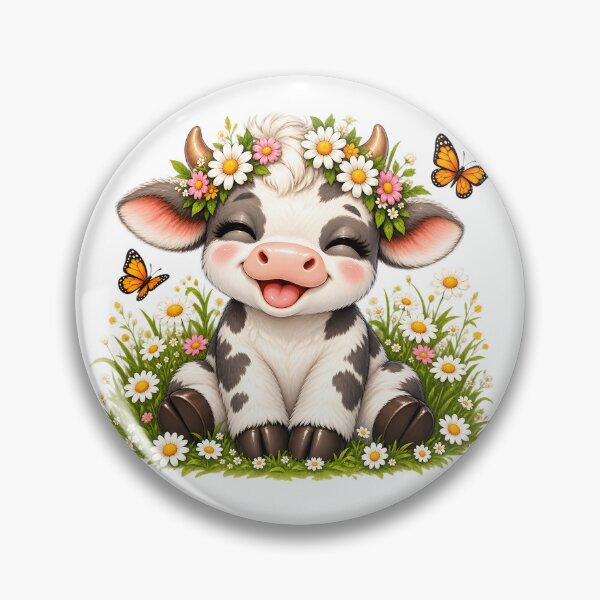 Item preview, Good Vibes Only Cute Floral Cow designed and sold by TinyWeird.
