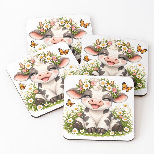 Item preview, Solo buenas vibras Linda vaca floral designed and sold by TinyWeird.