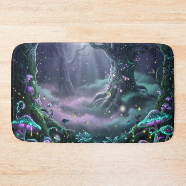 Item preview, Enchanted Glowing Forest with Magical Mushrooms, Fireflies & Mystical Trees designed and sold by DreamyWallVibes.