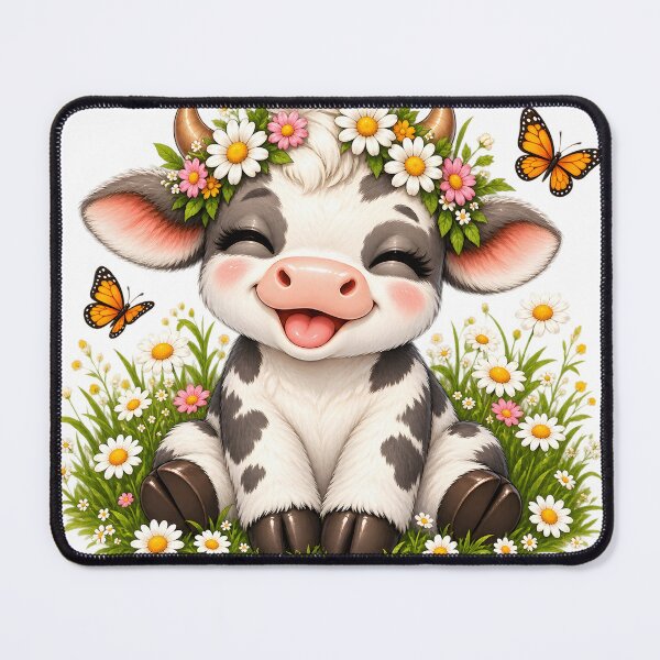 Item preview, Good Vibes Only Cute Floral Cow designed and sold by TinyWeird.