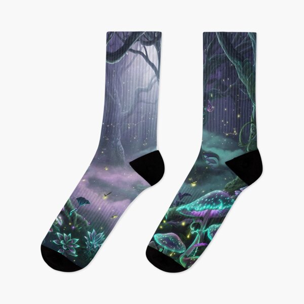 Item preview, Enchanted Glowing Forest with Magical Mushrooms, Fireflies & Mystical Trees designed and sold by DreamyWallVibes.