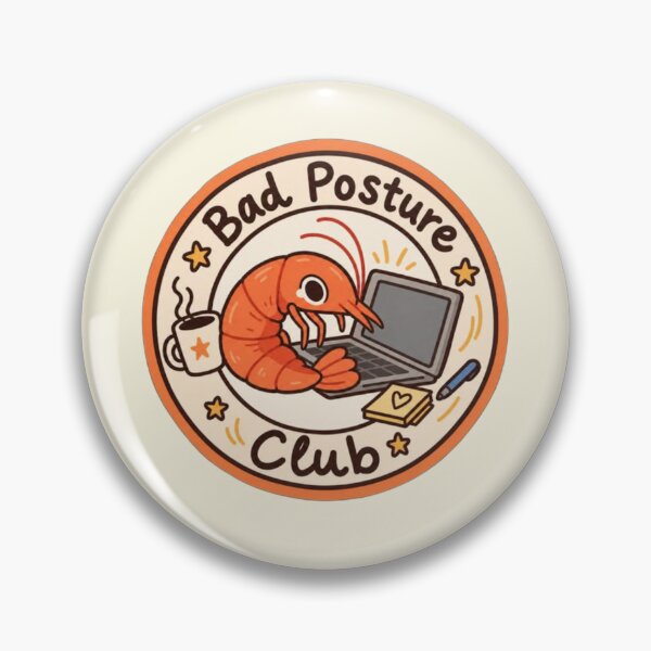 Item preview, Shrimp Bad Posture Club – Funny Coding Shrimp Slouching at Laptop with Coffee designed and sold by LuloCreative.