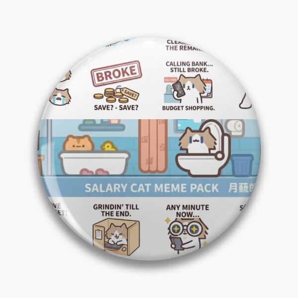 Item preview, Monthly Salary Cat Meme Sticker Pack 1.0 designed and sold by Cozy Moss Studio.