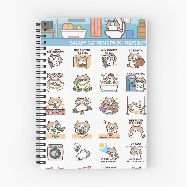 Item preview, Monthly Salary Cat Meme Sticker Pack 1.0 designed and sold by Cozy Moss Studio.