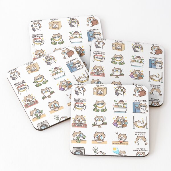Item preview, Monthly Salary Cat Meme Sticker Pack 1.0 designed and sold by Cozy Moss Studio.