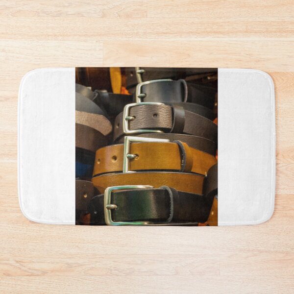 Item preview, Stacked Leather Belts With Metal Buckles Displayed in a Fashion Accessory Store designed and sold by Nmallia.
