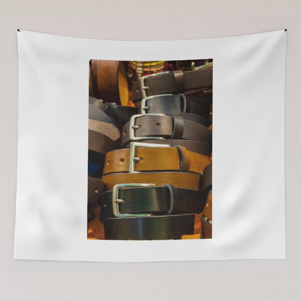 Item preview, Stacked Leather Belts With Metal Buckles Displayed in a Fashion Accessory Store designed and sold by Nmallia.