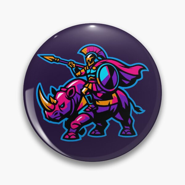 Item preview, Neon Ancient Greek Warrior on Rhinoceros designed and sold by KungPowUnicorn.