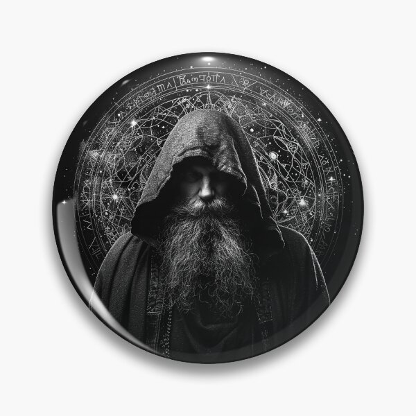 Item preview, Hooded Wizard with Celestial Magic Circle Dark Occult Fantasy Art Design designed and sold by inkoutninja.