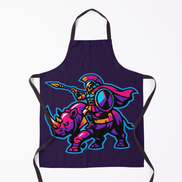 Item preview, Neon Ancient Greek Warrior on Rhinoceros designed and sold by KungPowUnicorn.
