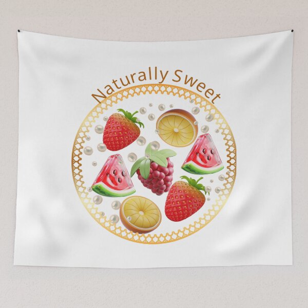 Item preview, Naturally Sweet 3D Fresh Fruits Art Design with Golden Border designed and sold by MinimalAurashop.
