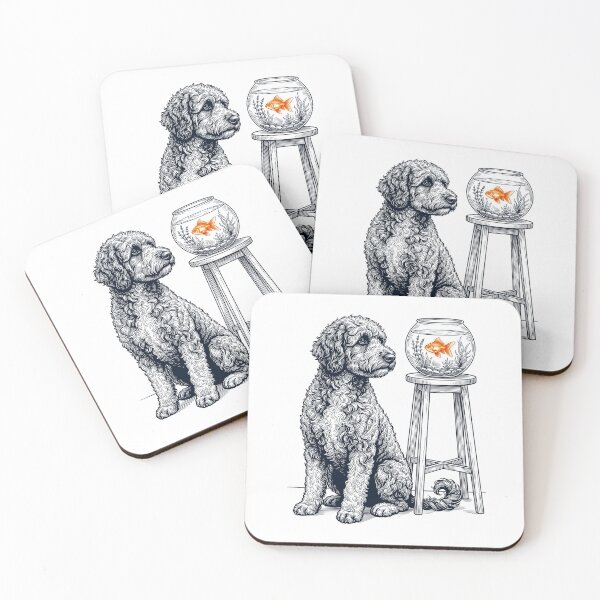 Item preview, Vintage Portuguese Water Dog with Goldfish Dog Lover designed and sold by dian-rody-crest.