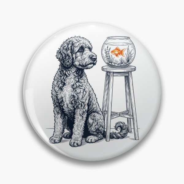 Item preview, Vintage Portuguese Water Dog with Goldfish Dog Lover designed and sold by dian-rody-crest.