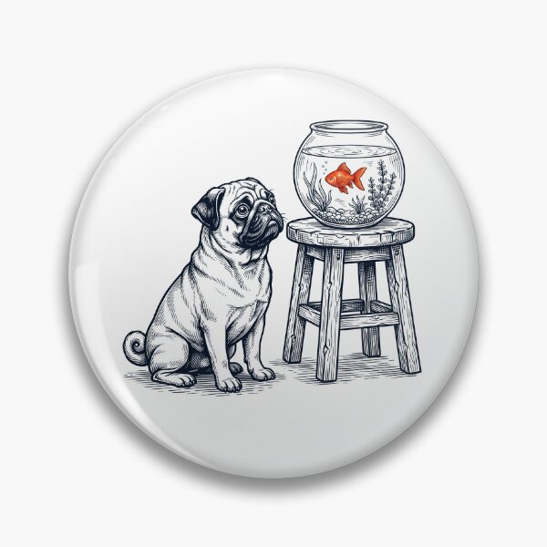 Item preview, Vintage Pug with Goldfish Dog Lover designed and sold by dian-rody-crest.