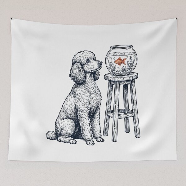 Item preview, Vintage Poodle with Goldfish Dog Lover designed and sold by dian-rody-crest.