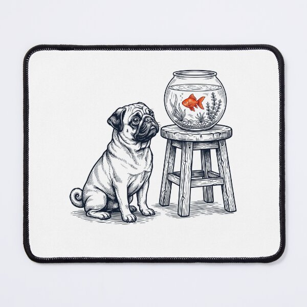 Item preview, Vintage Pug with Goldfish Dog Lover designed and sold by dian-rody-crest.