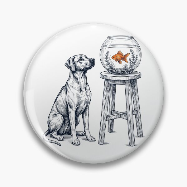 Item preview, Vintage Rhodesian Ridgeback with Goldfish Dog Lover designed and sold by dian-rody-crest.
