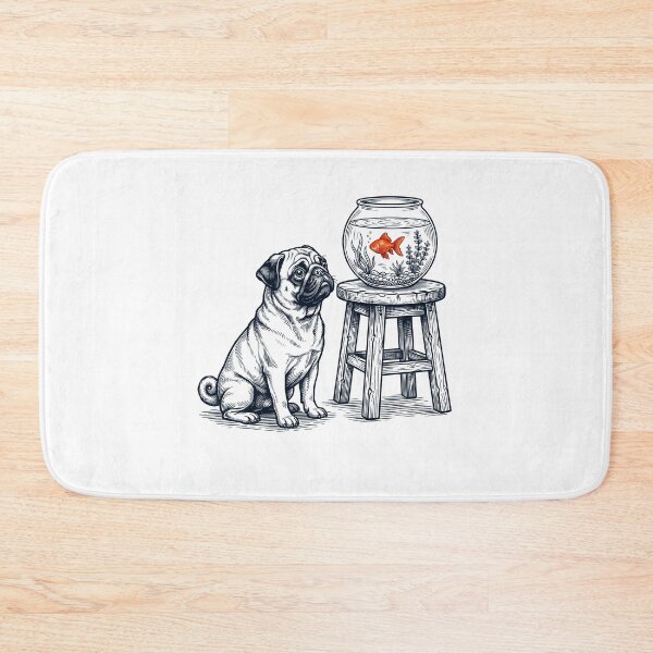 Item preview, Vintage Pug with Goldfish Dog Lover designed and sold by dian-rody-crest.