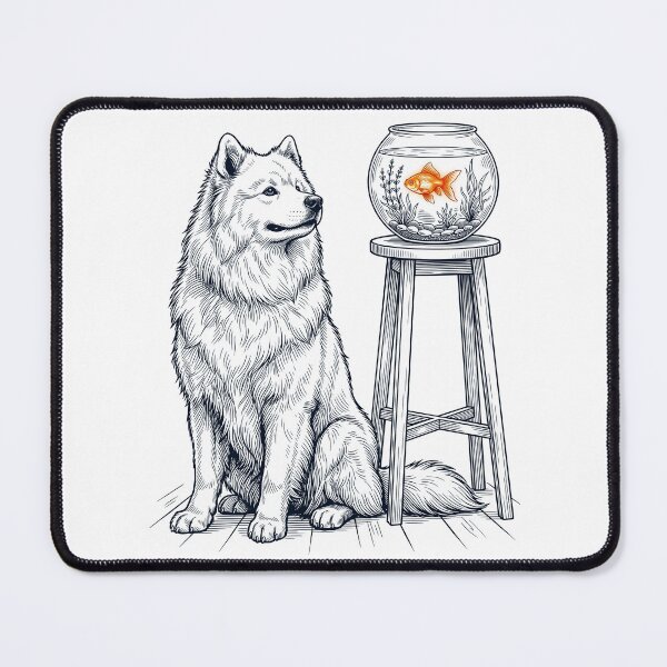 Item preview, Vintage Samoyed with Goldfish Dog Lover designed and sold by dian-rody-crest.