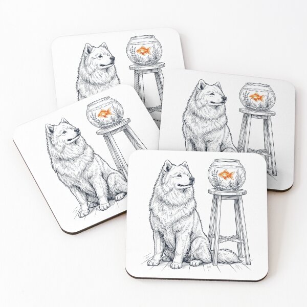Item preview, Vintage Samoyed with Goldfish Dog Lover designed and sold by dian-rody-crest.