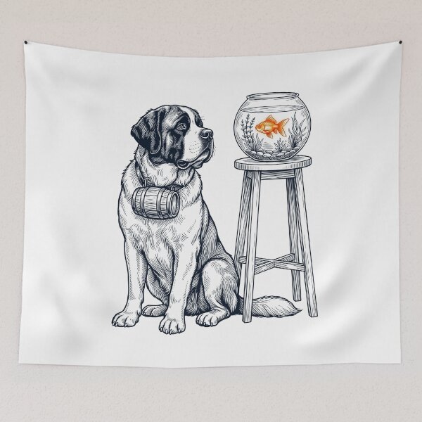 Item preview, Vintage Saint Bernard with Goldfish Dog Lover designed and sold by dian-rody-crest.