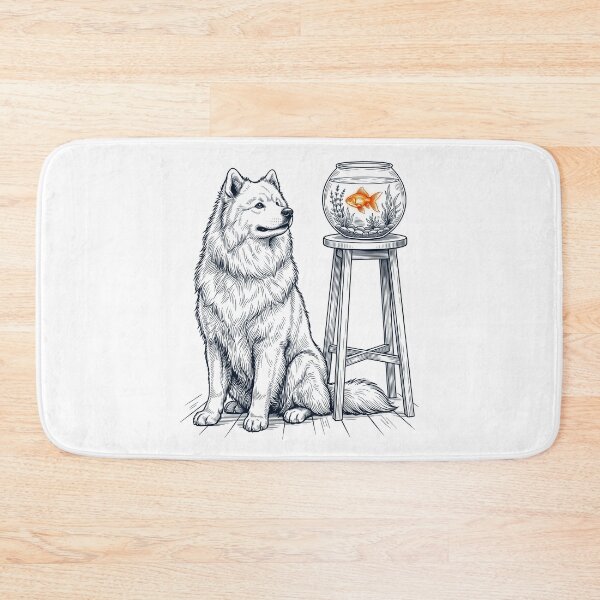 Item preview, Vintage Samoyed with Goldfish Dog Lover designed and sold by dian-rody-crest.