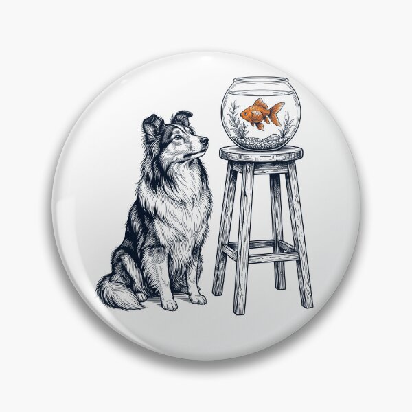 Item preview, Vintage Shetland Sheepdog with Goldfish Dog Lover designed and sold by dian-rody-crest.