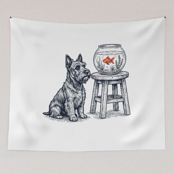 Item preview, Vintage Scottish Terrier with Goldfish Dog Lover designed and sold by dian-rody-crest.