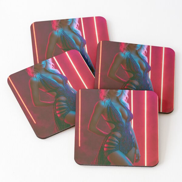 Item preview, Blonde in Sparkling Neon Bodysuit | Sexy Pin Up for Man Cave designed and sold by Synth Seduction.