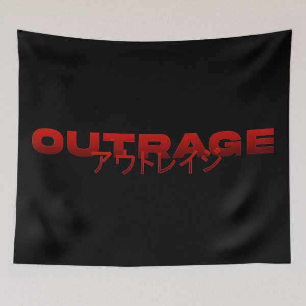 Item preview, Outrage in Japanese with red gradient and splatter designed and sold by killem667.