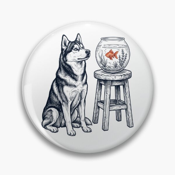 Item preview, Vintage Siberian Husky with Goldfish Dog Lover designed and sold by dian-rody-crest.