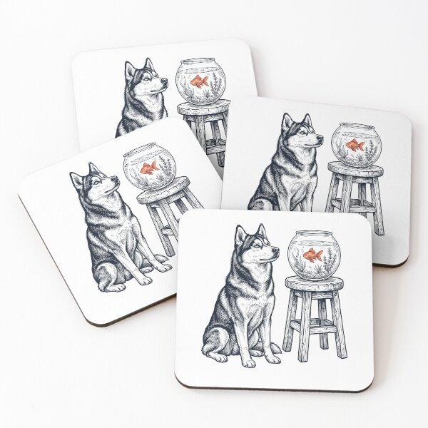 Item preview, Vintage Siberian Husky with Goldfish Dog Lover designed and sold by dian-rody-crest.