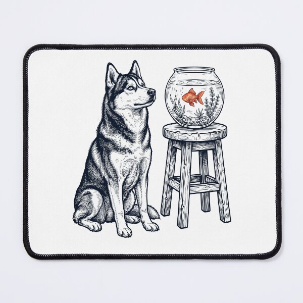 Item preview, Vintage Siberian Husky with Goldfish Dog Lover designed and sold by dian-rody-crest.
