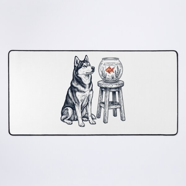 Item preview, Vintage Siberian Husky with Goldfish Dog Lover designed and sold by dian-rody-crest.