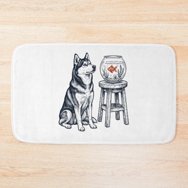 Item preview, Vintage Siberian Husky with Goldfish Dog Lover designed and sold by dian-rody-crest.
