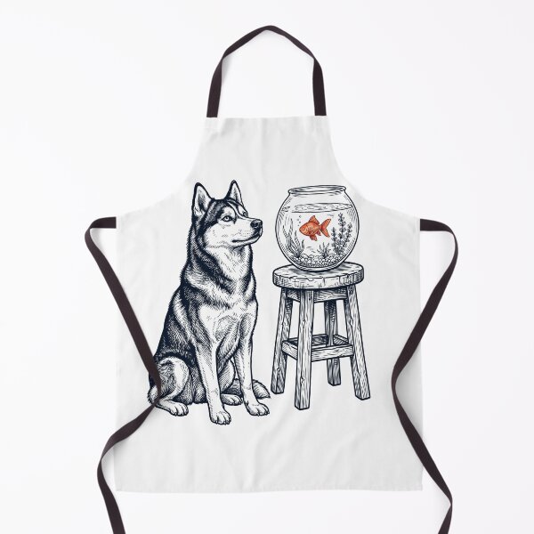 Item preview, Vintage Siberian Husky with Goldfish Dog Lover designed and sold by dian-rody-crest.