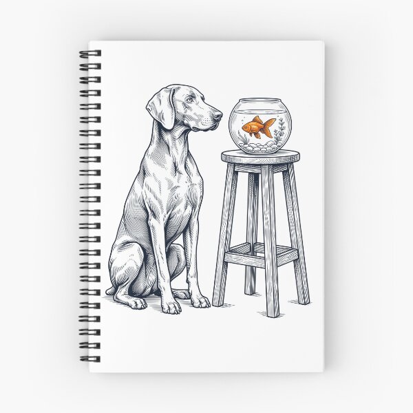 Item preview, Vintage Weimaraner with Goldfish Dog Lover designed and sold by dian-rody-crest.