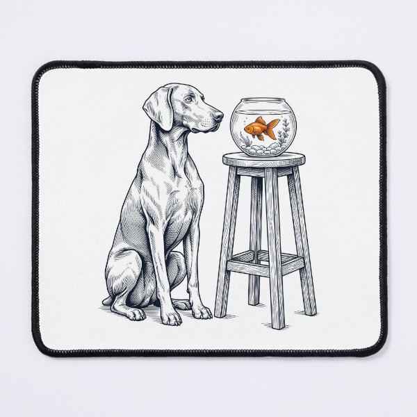 Item preview, Vintage Weimaraner with Goldfish Dog Lover designed and sold by dian-rody-crest.