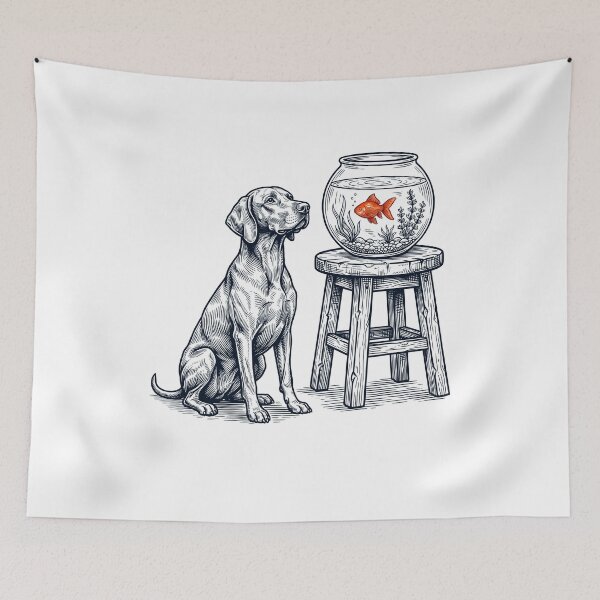 Item preview, Vintage Vizsla with Goldfish Dog Lover designed and sold by dian-rody-crest.